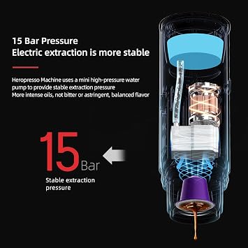 portable coffee maker15 Bar Mini Coffee Maker USB-C & Car Charger, Lightweight Espresso Maker Black