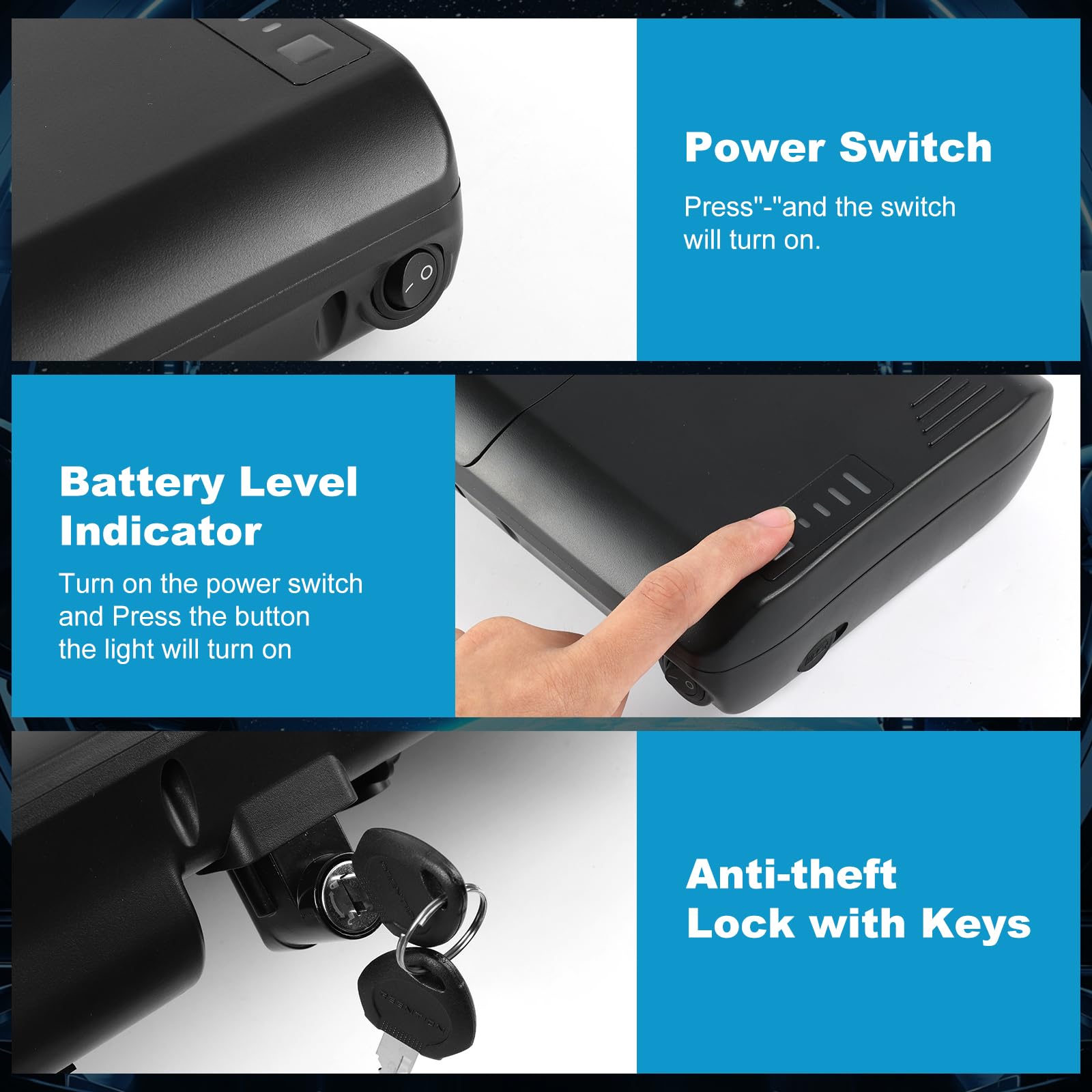 Batteria 36V 13Ah per E-Bike da Portabagagli con Caricatore, per Bici Elettriche MIFA, Rehberg, Zündapp, Per Motori da 50W a 250W