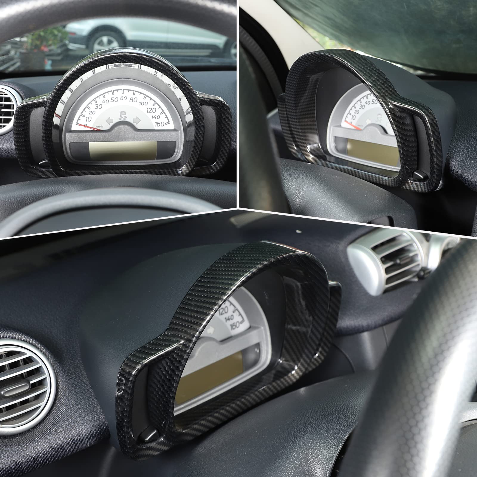 Anello decorativo del telaio del cruscotto in plastica ABS per Smart 451 Fortwo 2009-2015 interni (fibra di carbonio)