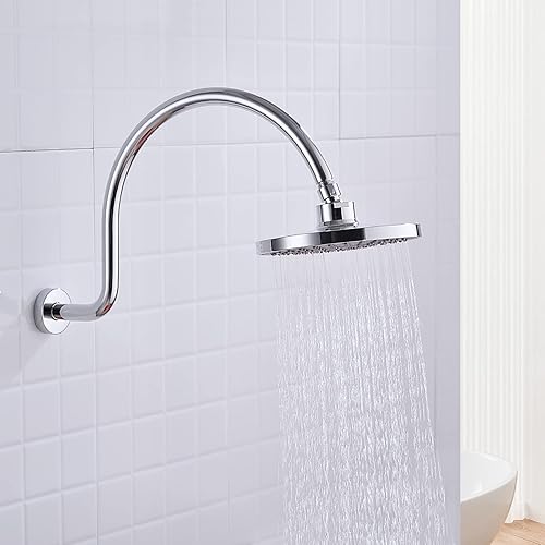 Miniatura 9 de Brazo de ducha de 17 pulgadas con brida de acero inoxidable sólido brazo de extensión de arco alto tubo extensor largo salida de agua repuesto