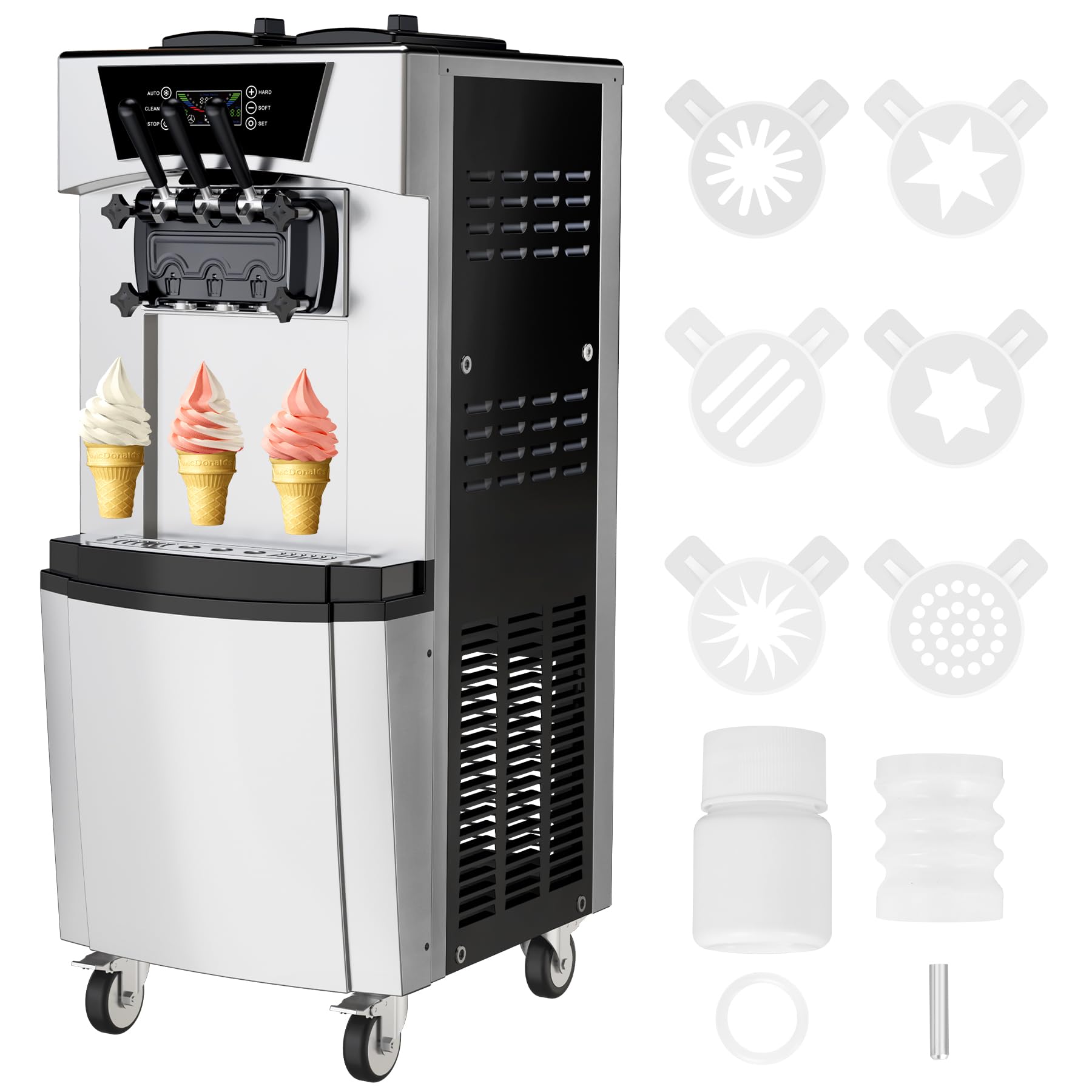 2200W 2 1 Flavor Commercial Soft Ice Cream Maker Machine 5 8-8 Gal Hr Vertical Soft Serve Machine