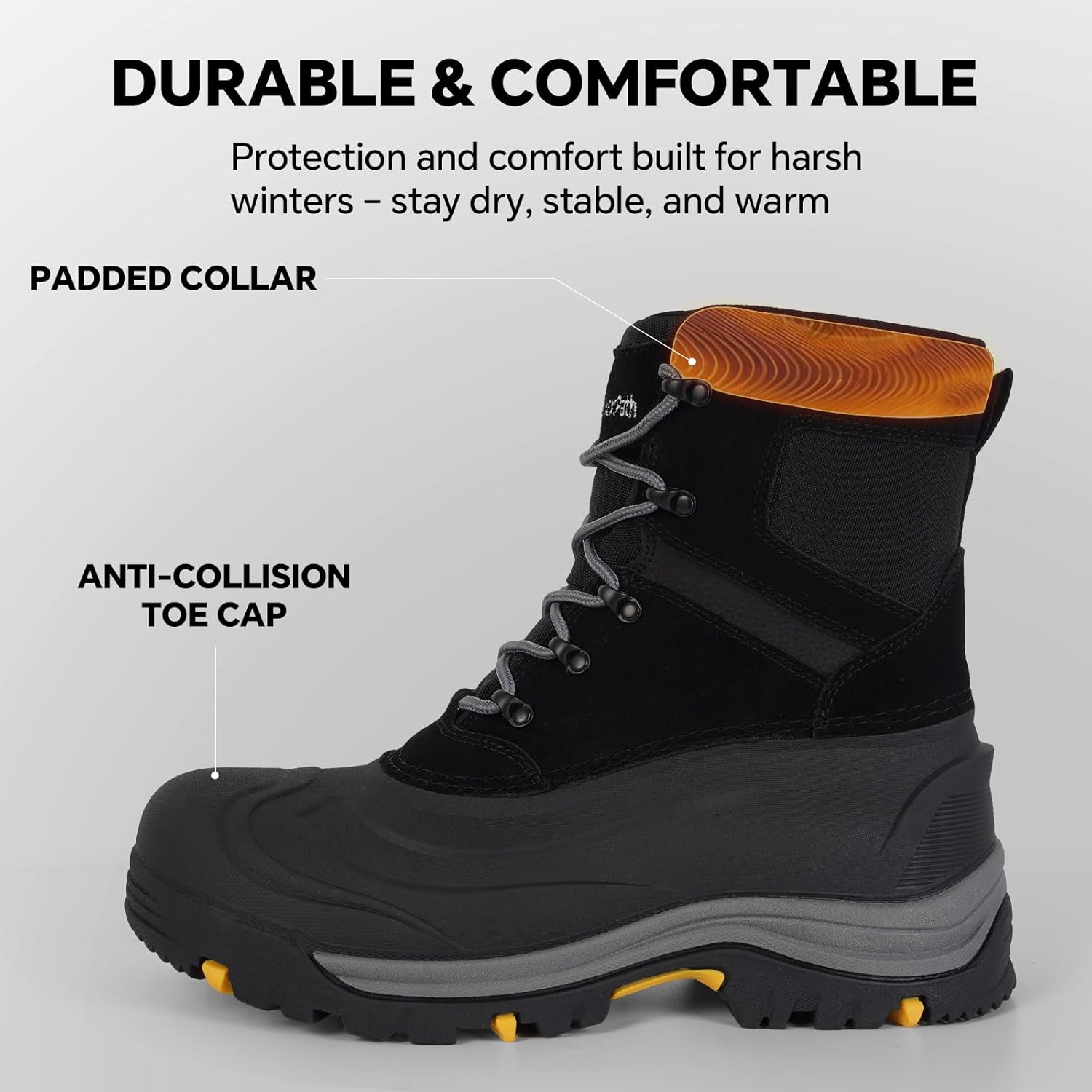 Men's Snow Boots Winter Boots For Men Waterproof Insulated Winter Work Boots For Men 8 Inch Snow Hiking Boots