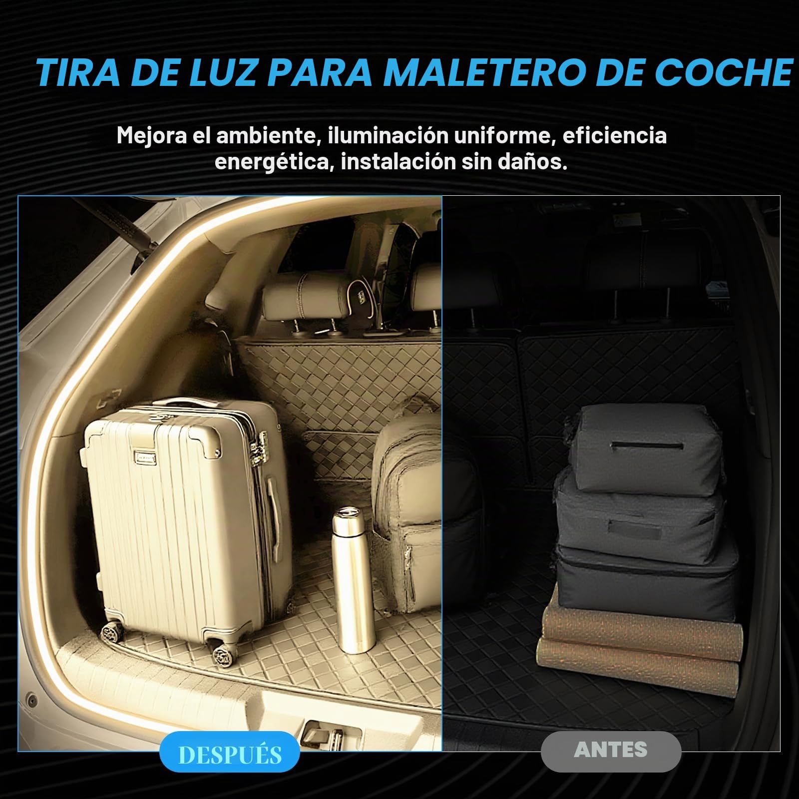 Tira de Luz para Maletero de Coche, Tira de Luz LED de Corte Flexible para Maletero Impermeable Universal Tira de Luces LED para Interior de Coche, SUV, Camión (Blanco Cálido, 2 m/79 in)