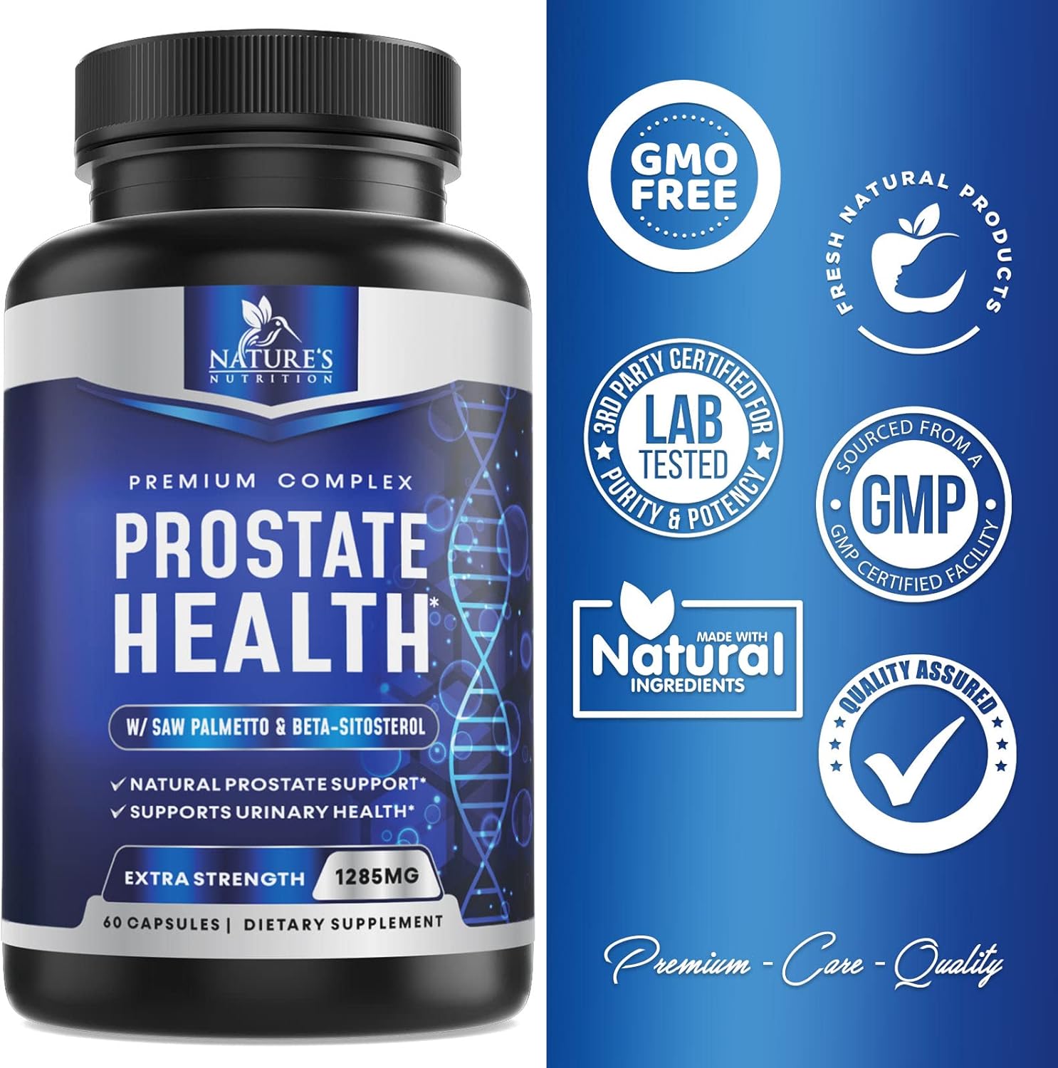 Prostate Formula with Saw Palmetto - Extra Strength Prostate Health Supplement for Men with Prostate Sterol Complex & Quercetin Supports Hair Growth and Normal Urination - 60 Capsules : Health & Household