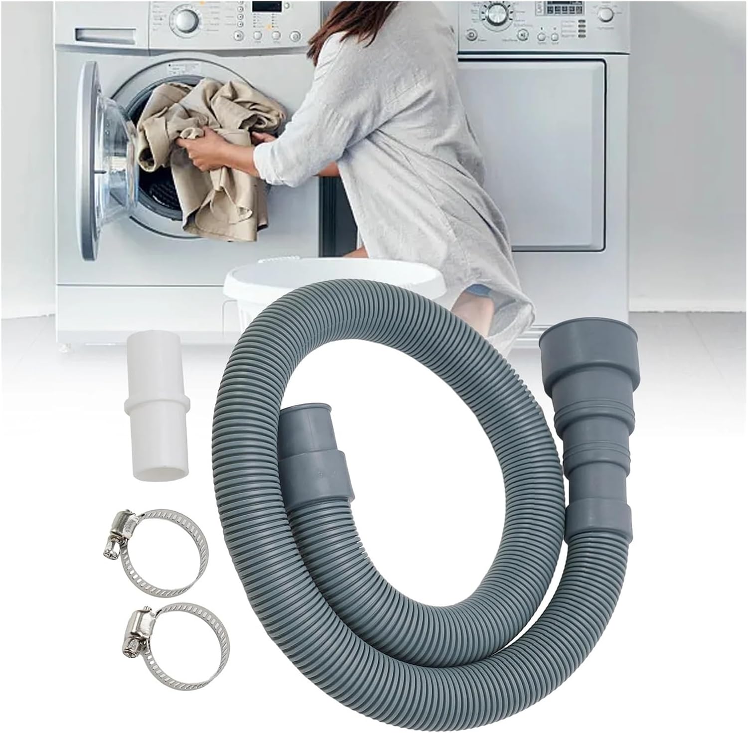 Washing Machine Dishwasher Drain Hose Extension Pipe Kit With Connector And Clamps To Support Equipment Placement(200CM)