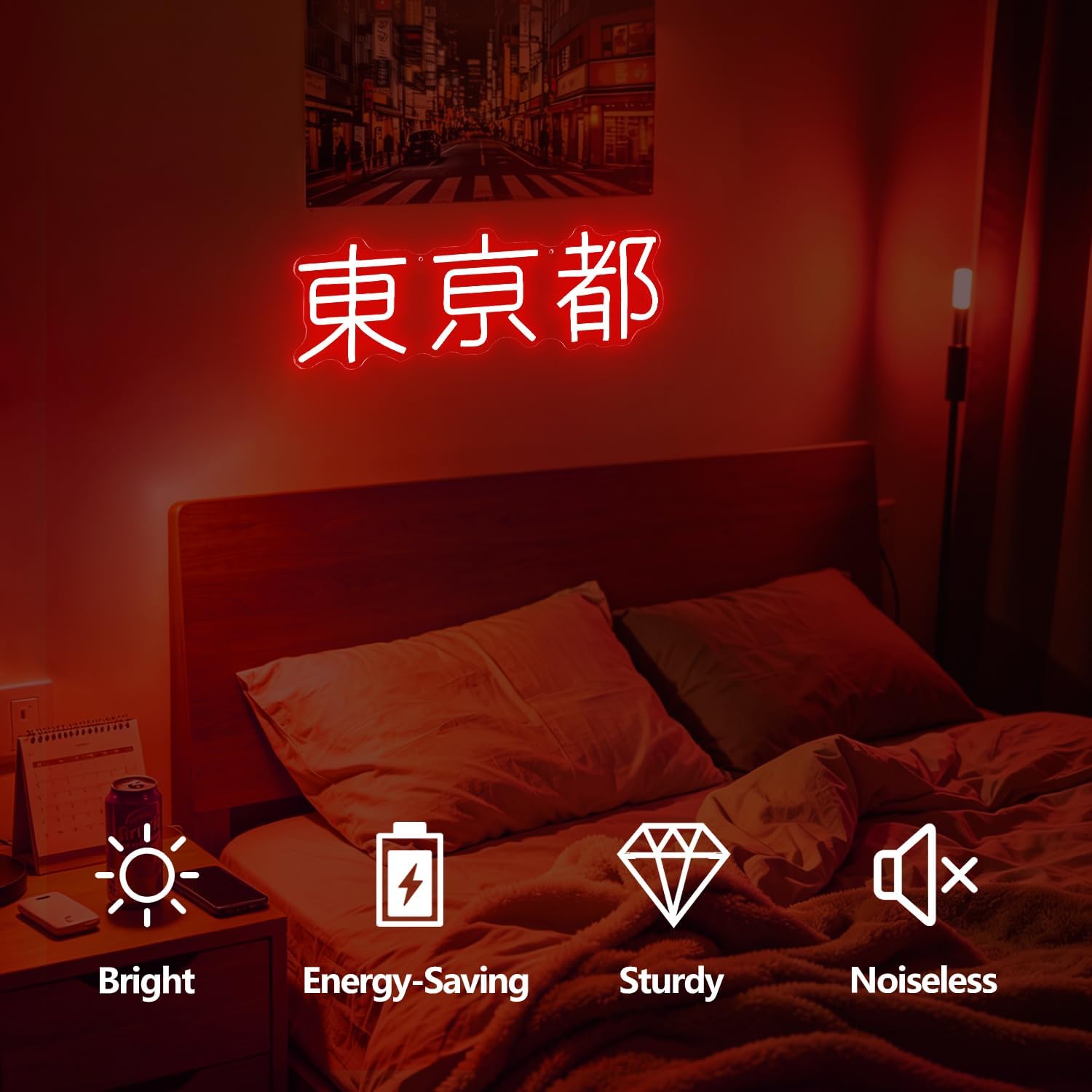 Tokyo Neon Sign Dimmable 東京都 Led Sign Cyberpunk Anime Neon Lights Japanese City Led Wall Decor Japanese Kanji Neon Wall Art Travel Gift for Japan Lovers image 2