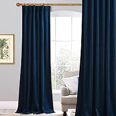 HPD Half Price Drapes Signature Velvet Thermal Blackout Curtains for Living Room 96 Inch Long (1 Panel) Rod Pocket Insulated Blackout Curtains for Bedroom Window Curtains, 50W x 96L, Union Blue