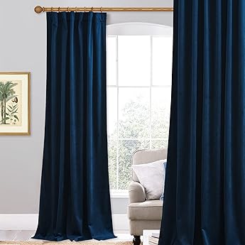 HPD Half Price Drapes Signature Velvet Thermal Blackout Curtains for Living Room 96 Inch Long (1 Panel) Rod Pocket Insulated Blackout Curtains for Bedroom Window Curtains, 50W x 96L, Union Blue
