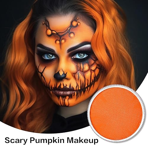 Miniatura 4 de Pintura facial naranja, 1 oz, Halloween, se activa con agua, segura para niños y adultos, paleta de pintura facial no tóxica para calabaza, zorro,