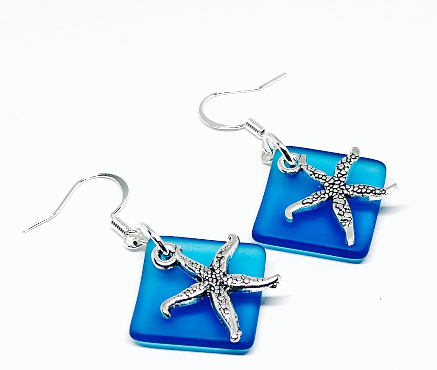 Sea Glass Starfish Dangle Earrings - Beach Glass Jewelry - Tropical Gifts for Women - Sea Star Drop Earrings - Valentines Day Gifts for Mom - Image 6