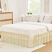 Vista 29 de Vocander Falda de cama negra tamaño Queen de 18 pulgadas, fácil de poner, elástico envolvente alrededor del volante para marco de cama y colchón