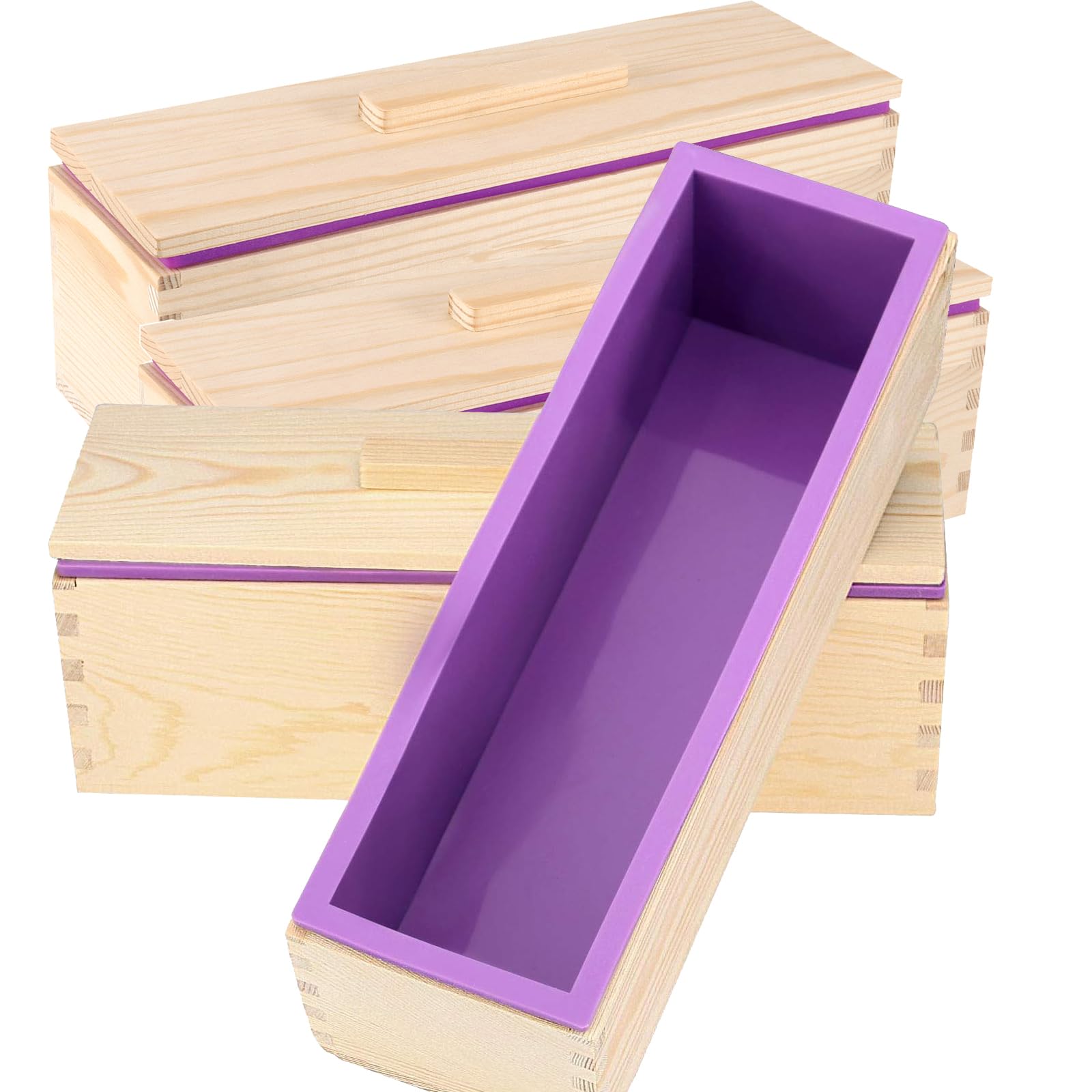 Moule à savon pour démoulage facile sans déformation insert silicone et structure bois Lot de 3