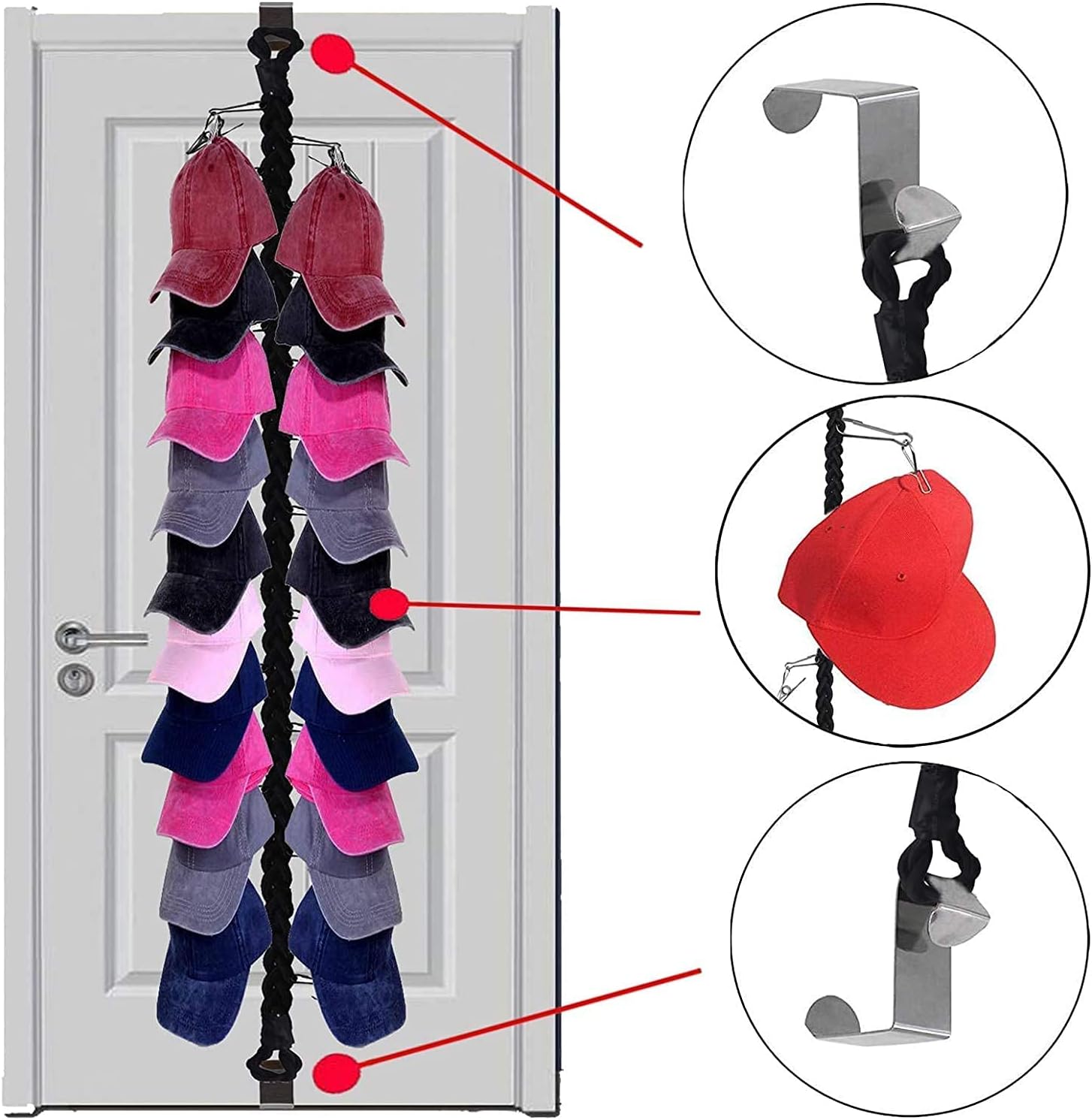 Over Door Hanging Storage Chain with 20 Stainless Steel Clips - Image 5