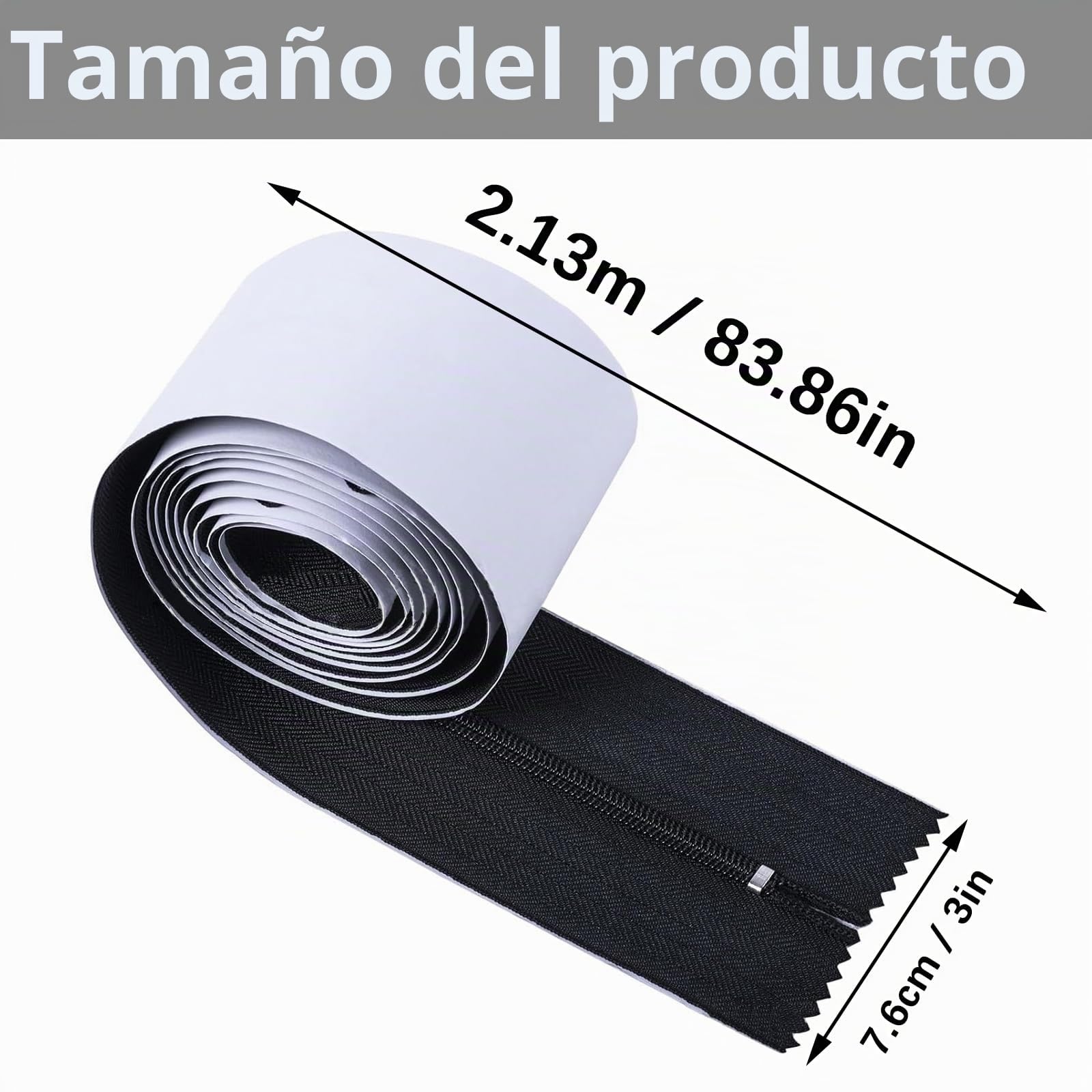 Lxoraziy Juego de 2 Autoadhesiva Cremallera Doble, 213x7,6cm, Resistente al Polvo y Oxidación, Ideal para Invernaderos y Tiendas