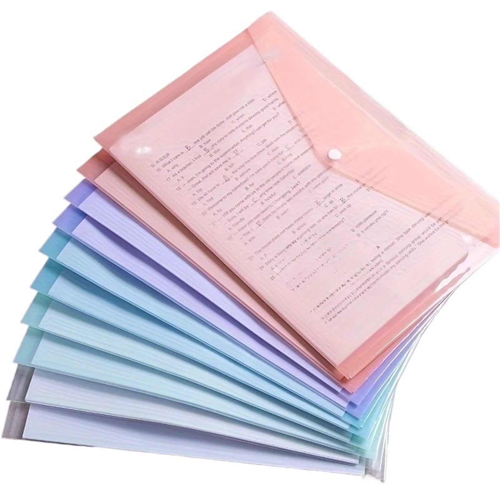 Przezroczyste teczki z tworzywa sztucznego, 30pcs A4 Multicolor PP Plastic File Folders Document Storage Bags