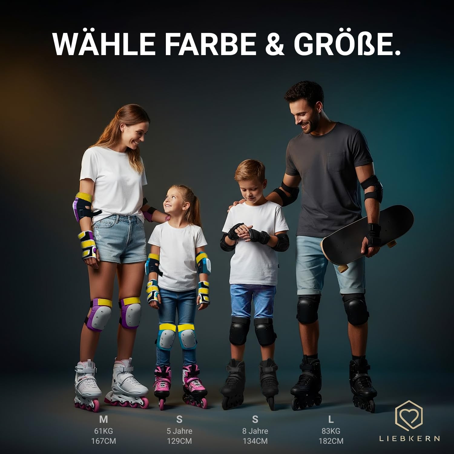 Skate Protektoren Set für Erwachsene & Kinder [unisex] - Ideal für Inliner, Skateboard, Scooter - Schoner Inliner Erwachsene Knieschoner Inliner Schoner Erwachsene Schoner Set Erwachsene