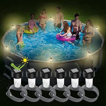 Amazon.com : Besimlive Solar LED Pool Lights,6pcs Adjustable Frame Pool ...