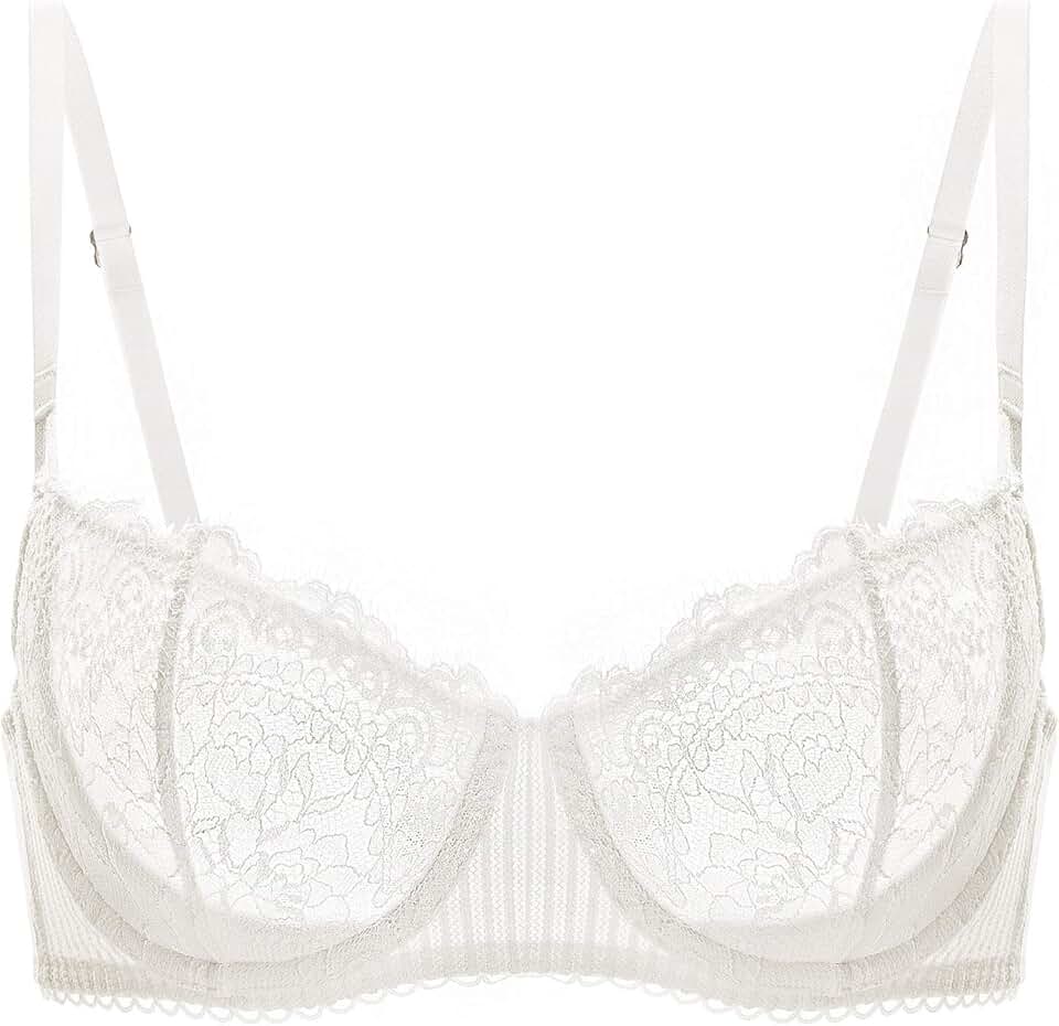 Sutiã feminino sexy de renda push up plus size sutiã transparente balconette com armação sem forro