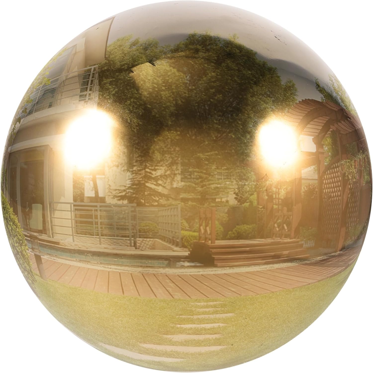 Beaupretty Large Gold-Tone Stainless Steel Hollow Gazing Ball 250mm Mirror Sphere Outdoor Garden Decor Reflective Metal Ornament