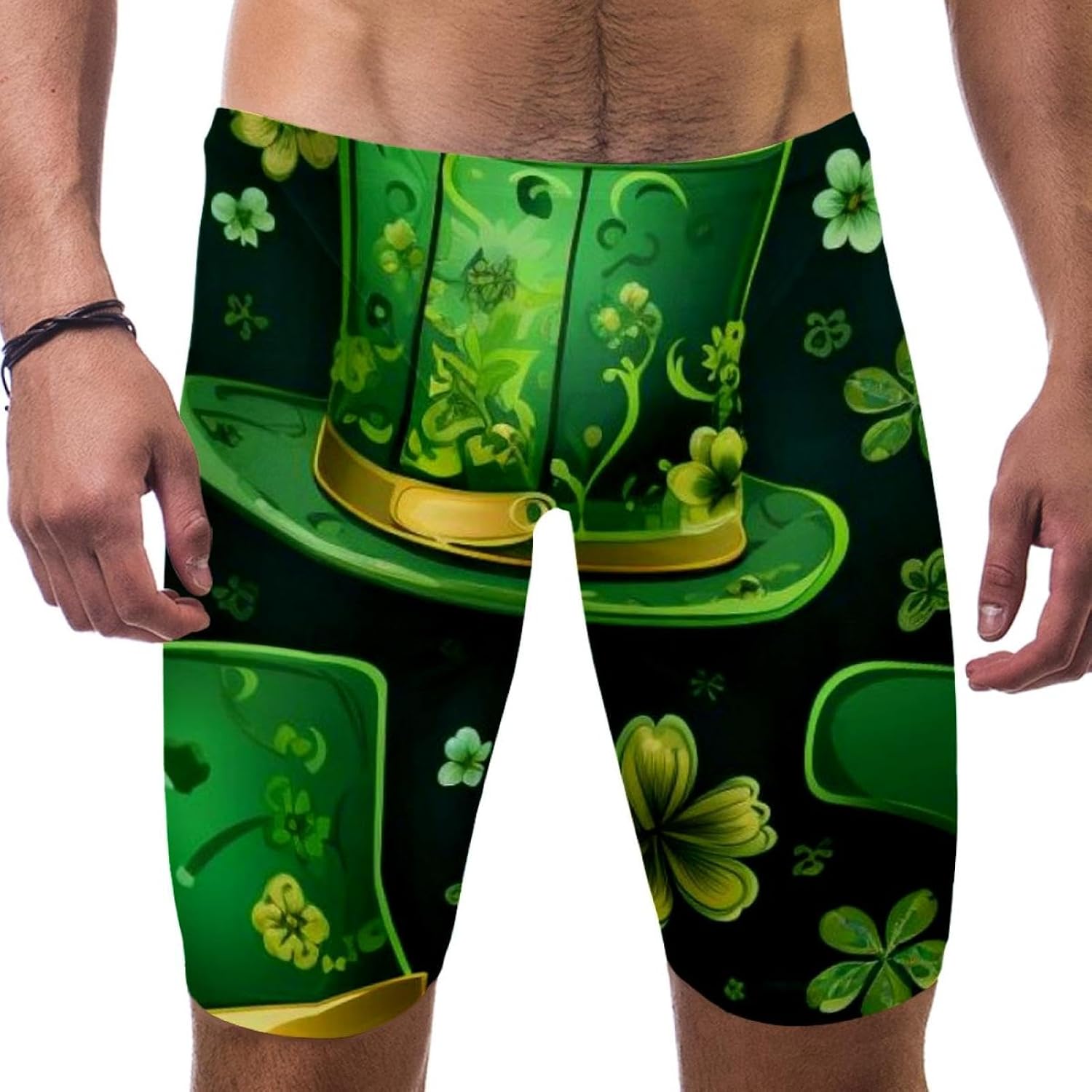 St Patrick's Day Jammer Swimsuit Mens Swim Jammers Endurance Long Racing Training Swimsuit