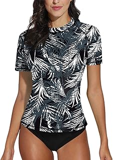 Sponsored Ad - BesserBay Women's Sun Protection UPF 50+ Short Sleeve Rash Guard Swim Shirt