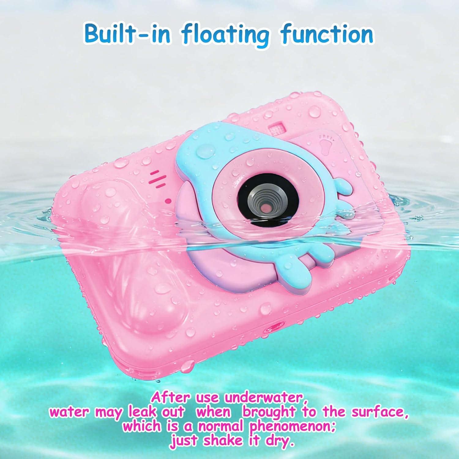 Kids Toy Camera Waterproof with 32GB Card, Fun Birthday Gift for Boys & Girls Ages 3+, 48MP 1080P HD Underwater Digital Camera, IP68 Shockproof – (Footprint Pink)