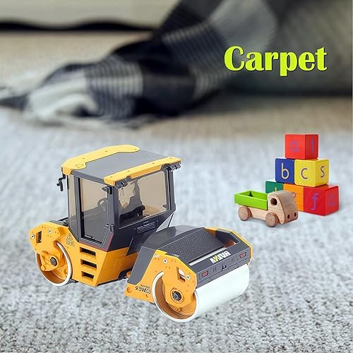 Miniatura 5 de Brachiosaur Juguete de rodillo de doble tambor de metal a escala 150, vehículos de construcción de metal, modelo de rodillo de carretera, juguetes