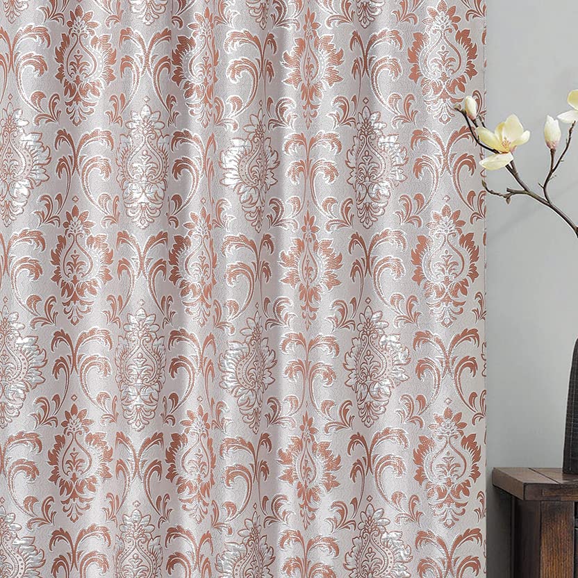 GOHD Samba Star. Jacquard Window Curtain Panel Drape with Attached Fancy Valance and Taffeta Backing. 2pcs Set. Each pc 54" Wide x 90" Drop with 18" Valance. (Rust) - Image 3