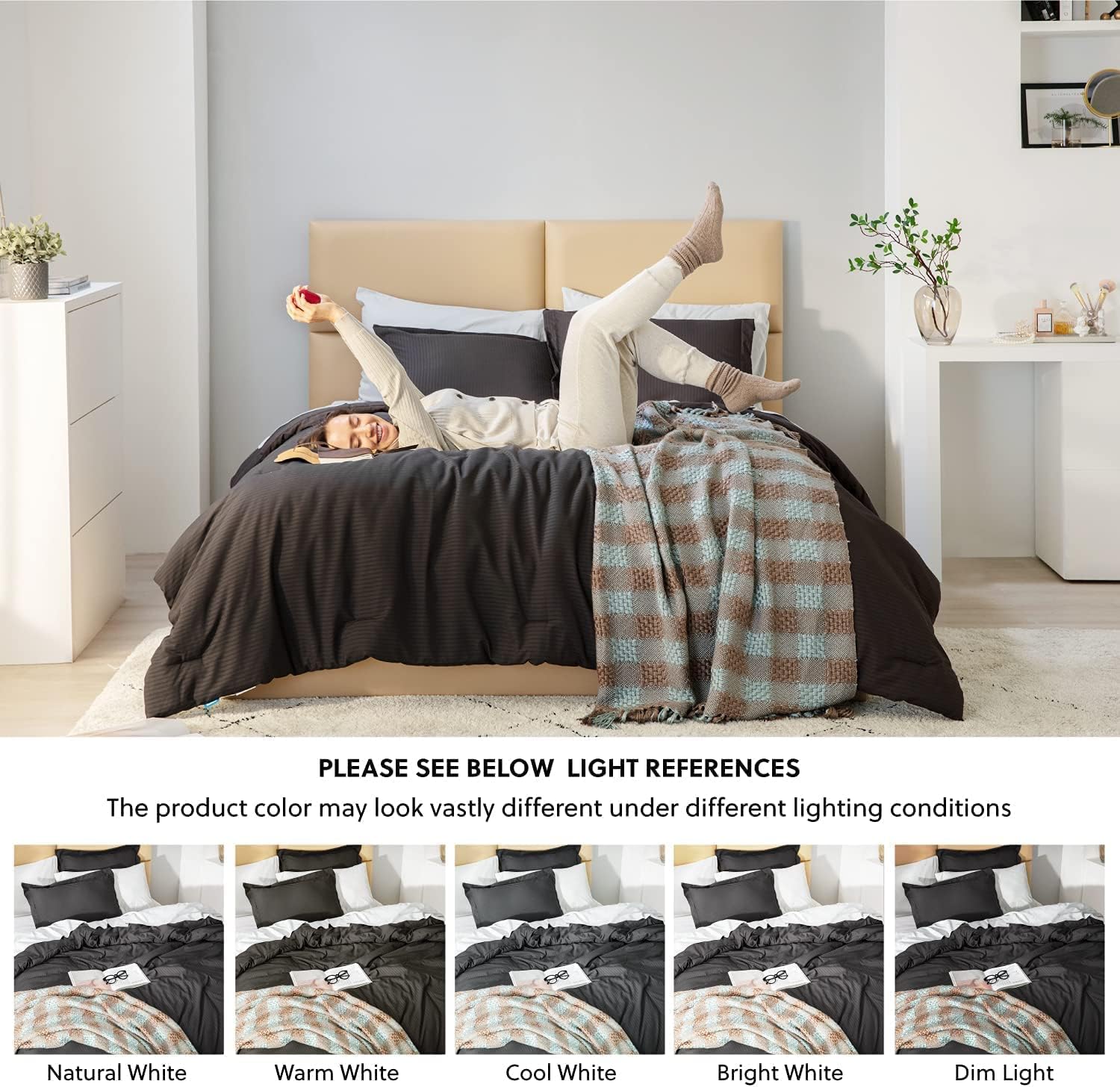 Bedsure Striped Comforter Set King Size Bed Black - Bedding Comforter Sets King Bed Set, King Size Comforter Sets 3 Piece, 1 Comforter and 2 Pillow Shams