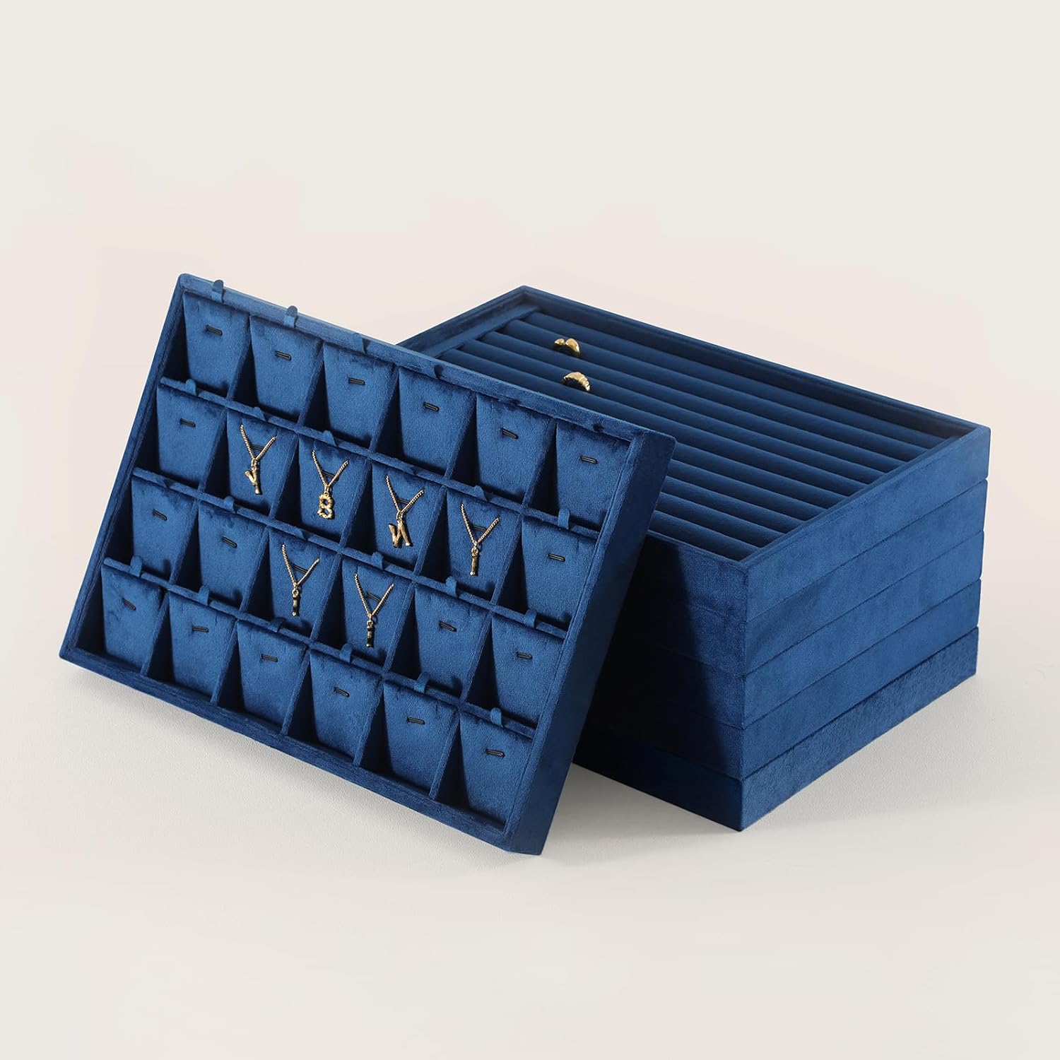 Necklace Display Tray, Velvet Jewelry Organizer, Premium Pendant Display,Luxury Earrings Organizer,Blue Necklace Organizer