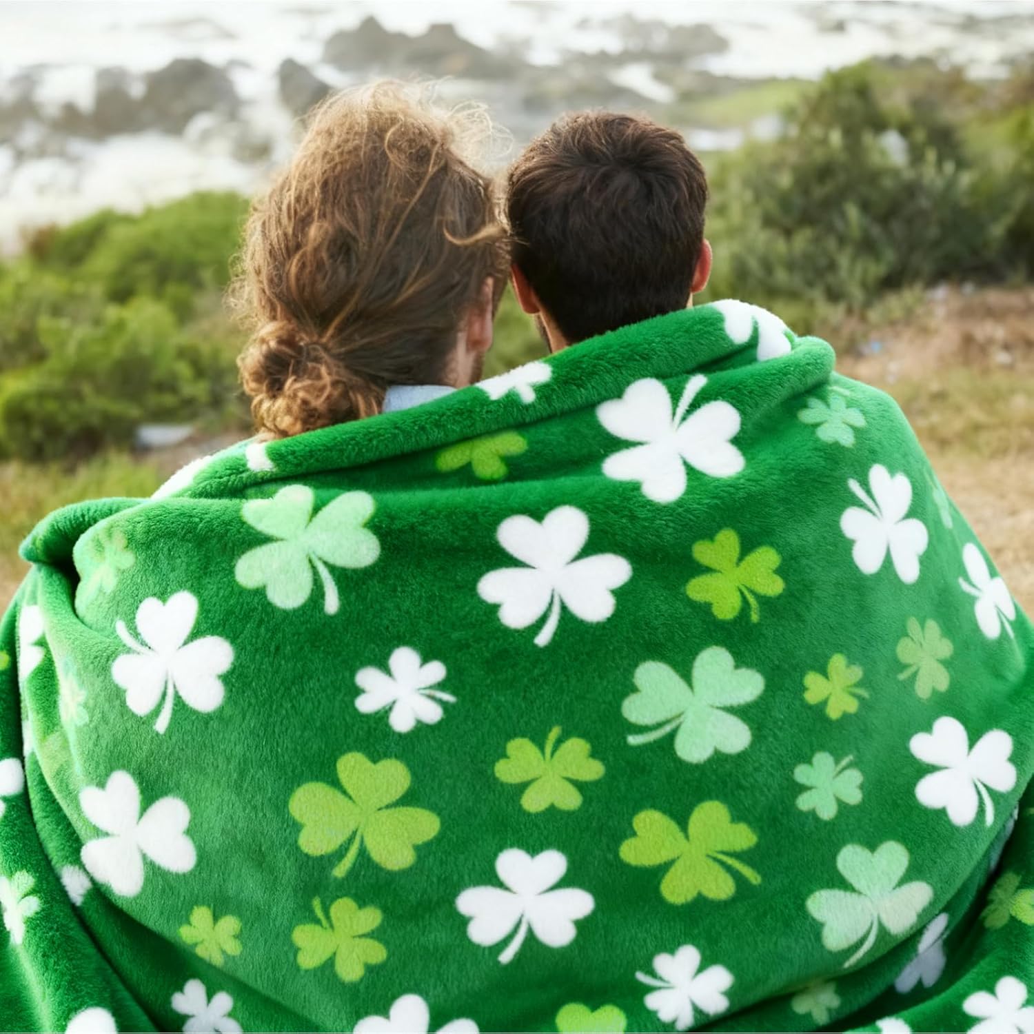 St. Patrick' s Day Fuzzy Blanket 50 x 60 Inch Throw Blanket Green White Shamrock Clover Soft Cozy Flannel Blankets for Irish Holiday Home Bed Soft Couch Chair - Image 6