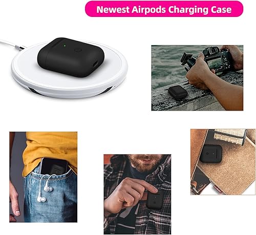 Miniatura 7 de Jinstyles Funda de carga inalámbrica de repuesto compatible con AirPods de 1 y 2 generación con botón de emparejamiento de sincronización Bluetooth