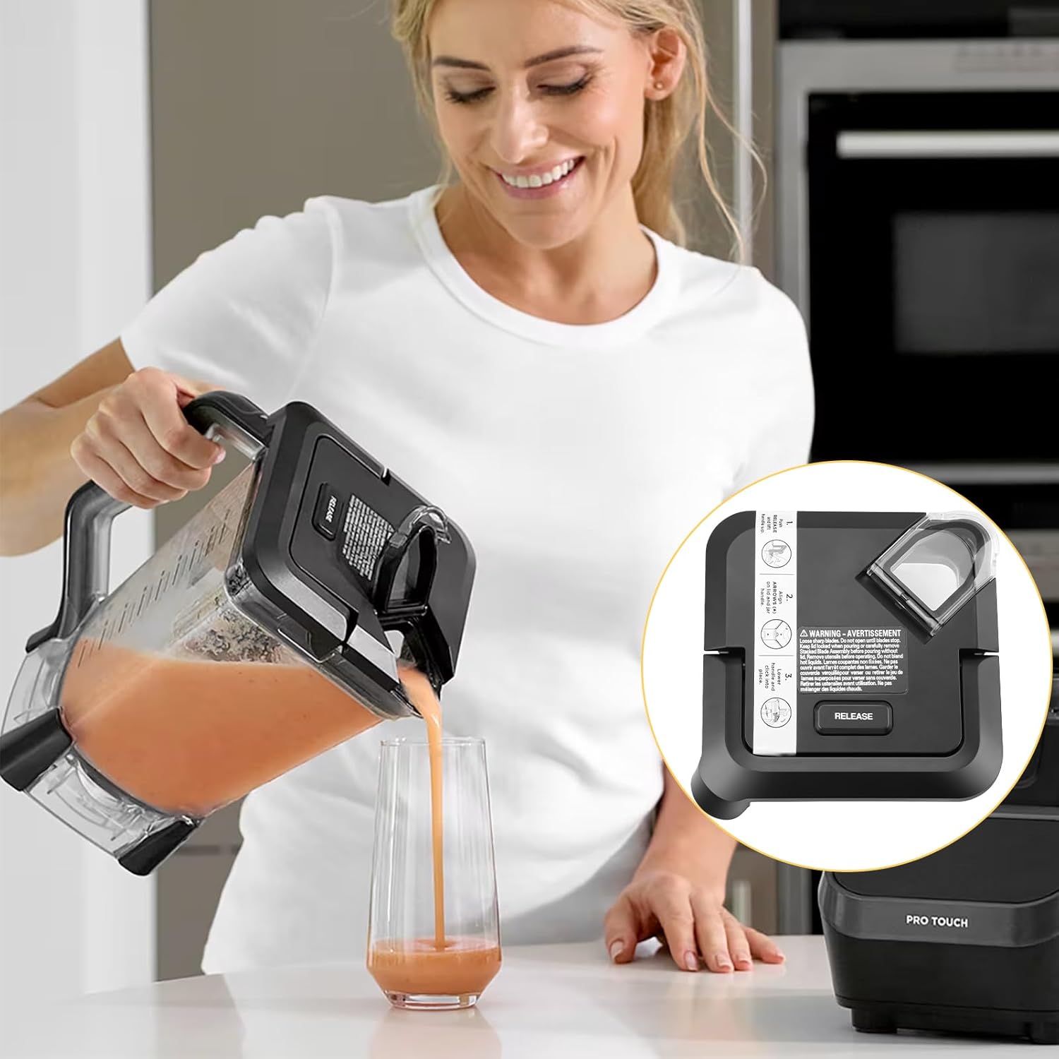 Replacement Locking Lid for Ninja Blender 72 OZ Pitcher BL610 BL642 BL682 BN701 BN751 BN700 BN801 BN750 CO610B DB751A BN800 CT610, Lid Replacement Compatible with Ninja Blender 72OZ Pitcher New Model