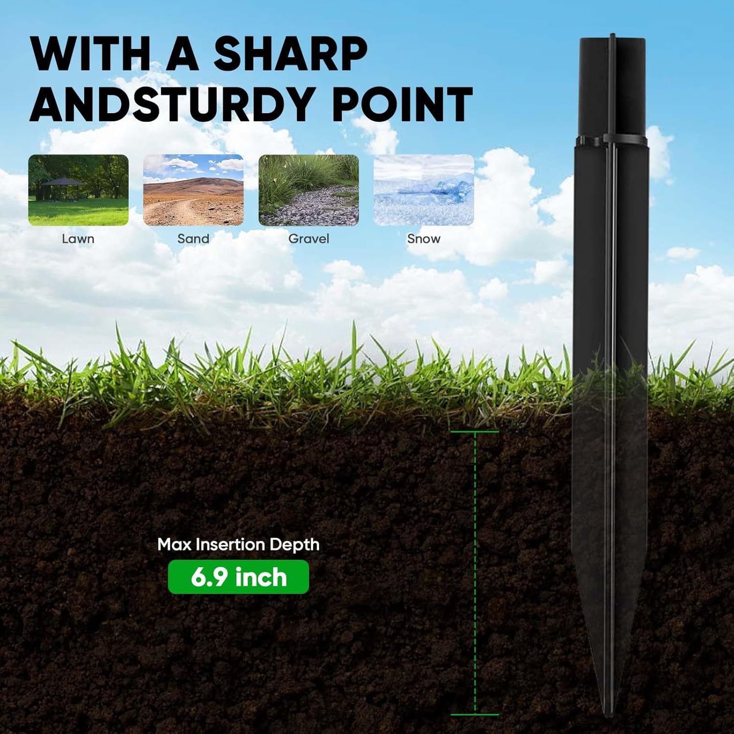 Stakes Solar Lights Replacement Spike - 0.82" x 13.46" Outdoor Ground Stake, ABS Plastic Replacement Nails for MDCMDCM Solar Lights (2 Pack) - Image 3