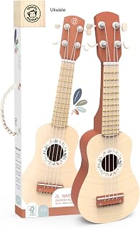 SPEEDY MONKEY 16-Inch Kids Ukulele Toy | FSC® Certified Wooden Toy for Toddlers and Children | Safe Design Kid's Musical Toy with 4 Nylon Strings, Terracotta & Wood Finish