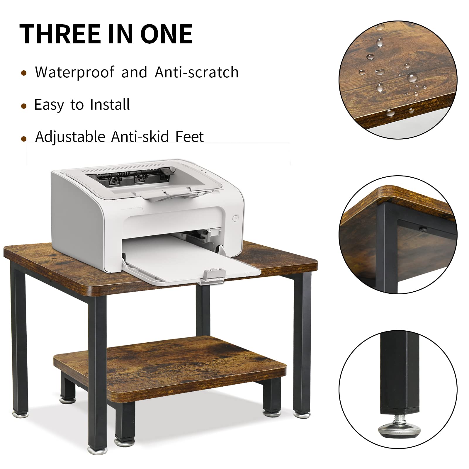 Buy Desktop Printer Stand with Computer Monitor Stand Set of 2, Wood