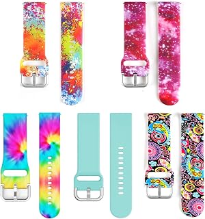 Kids Watch Bands Compatible with SyncUP Kids Watch Band Replacement for Girls Child Boys,20MM Colorful Pattern Silicone Watch Band Wristband Strap for T-Mobile Sync UP Kids Watch,5.5" - 7.1",5 Pack