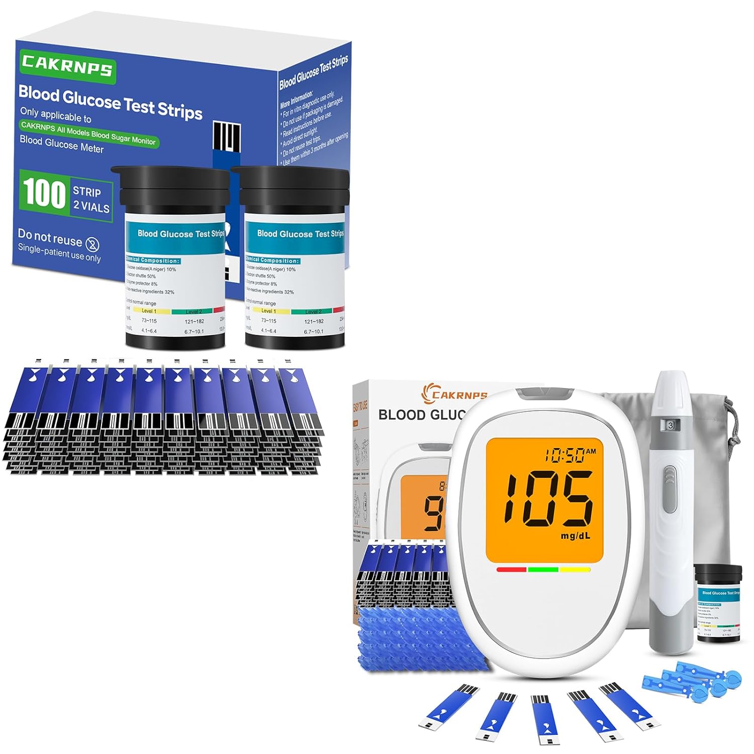 Blood Glucose Monitor, Glucometer Kit with 150 Strips and 50 Lancets