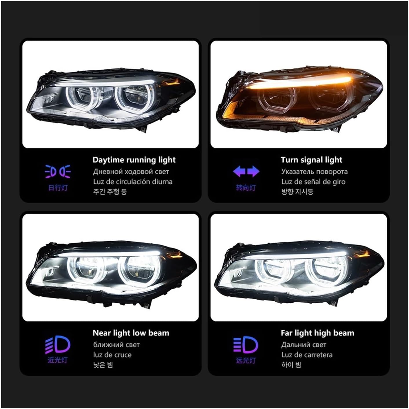 BMW F10 F18 LED ヘッドライト 2010-2017 ヘッドライト 5 シリーズ DRL ターンシグナルハ 【ヘッドライトアダプティブコ】