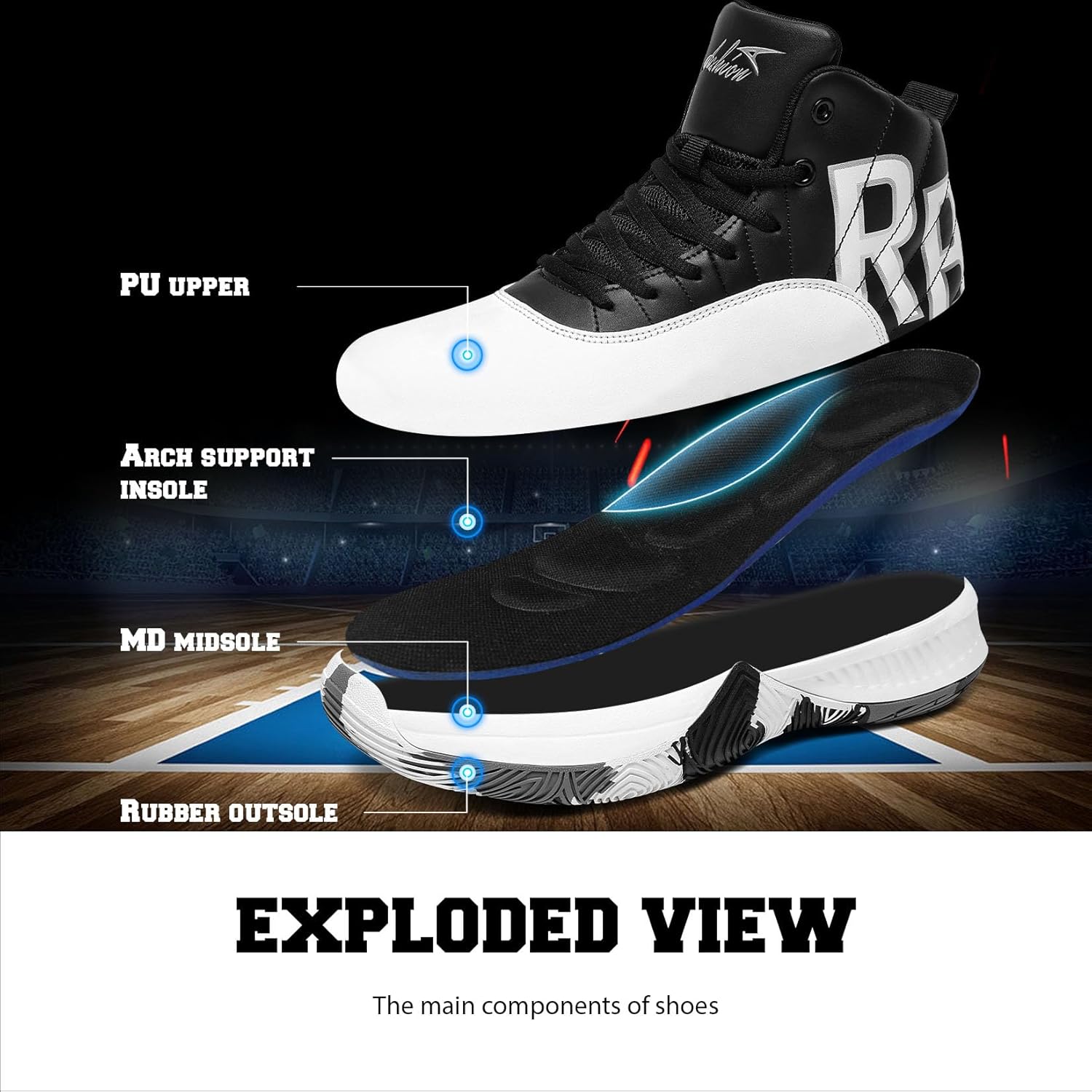 ASHION Boys' Basketball High Top Non-Slip Shoes - Image 2