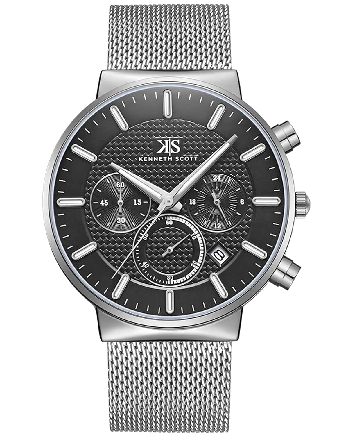 Kenneth Scott Mens Black Dial Multi Function Watch - K22133-SMSB, bracelet (B0BHZTMGXL) Amazon Price History, Amazon Price Tracker