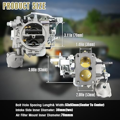Miniatura 6 de Carburador Fj40 para Toyota Land Cruiser 2F 4230CC 1969-1987 - Compatible con 21100-61012 & 21100-61050 & 201055772420 - Choke manual