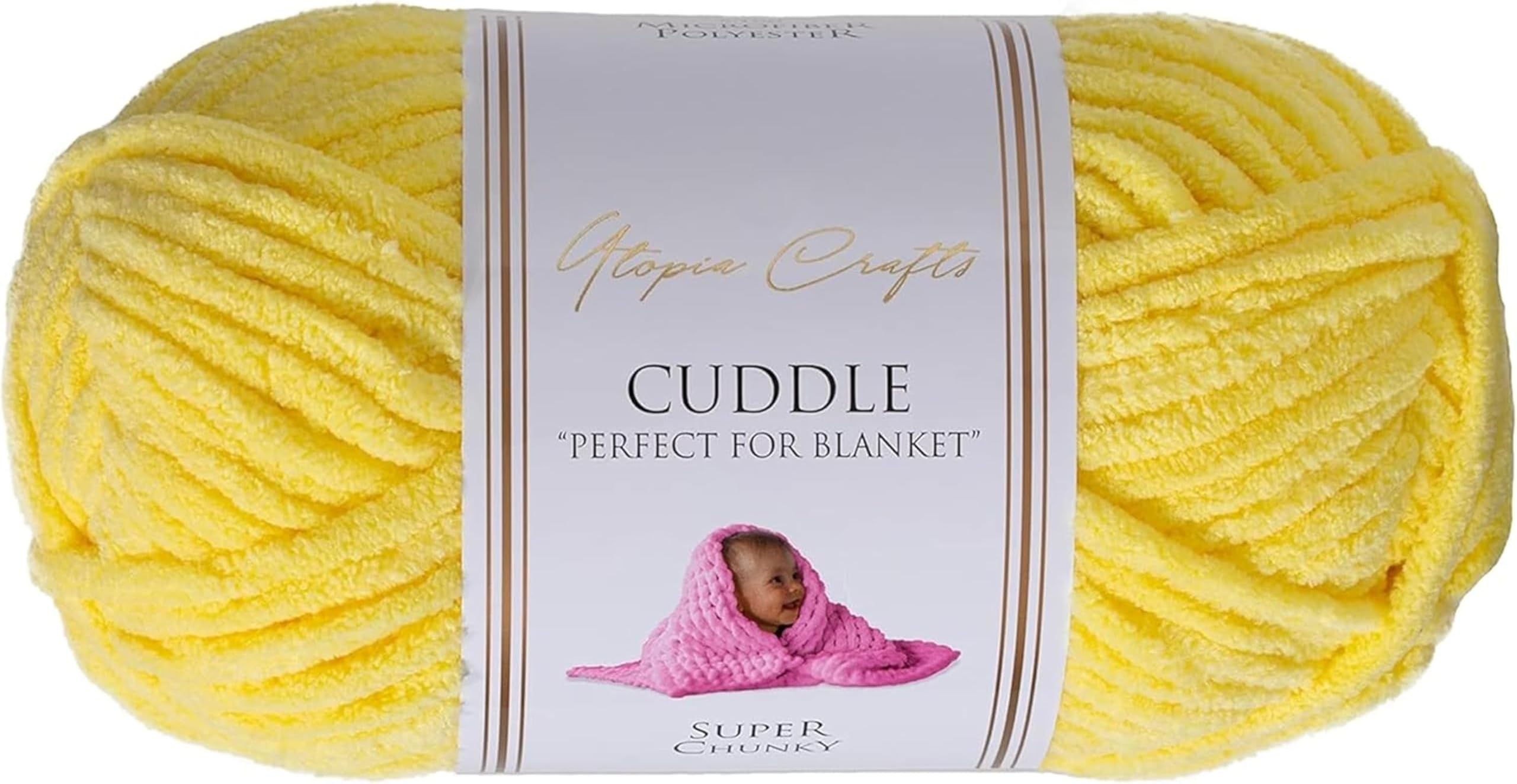 Utopia Crafts Cuddle Super Chunky Chenille Soft Yarn for Knitting and Crochet (Lemon, 100g)