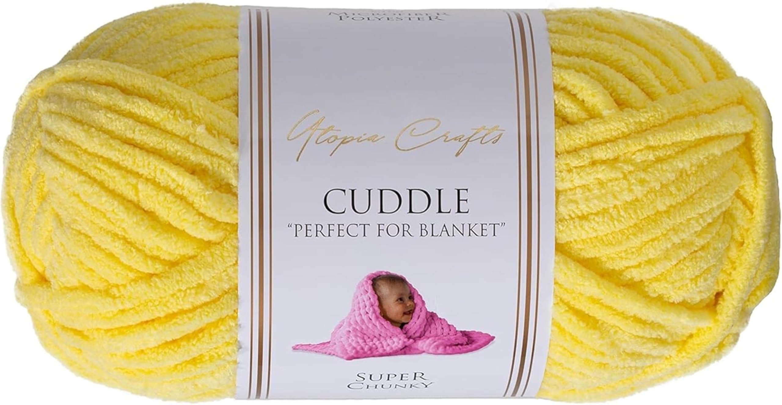 Utopia Crafts Cuddle Super Chunky Chenille Soft Yarn for Knitting and Crochet (Lemon, 100g)