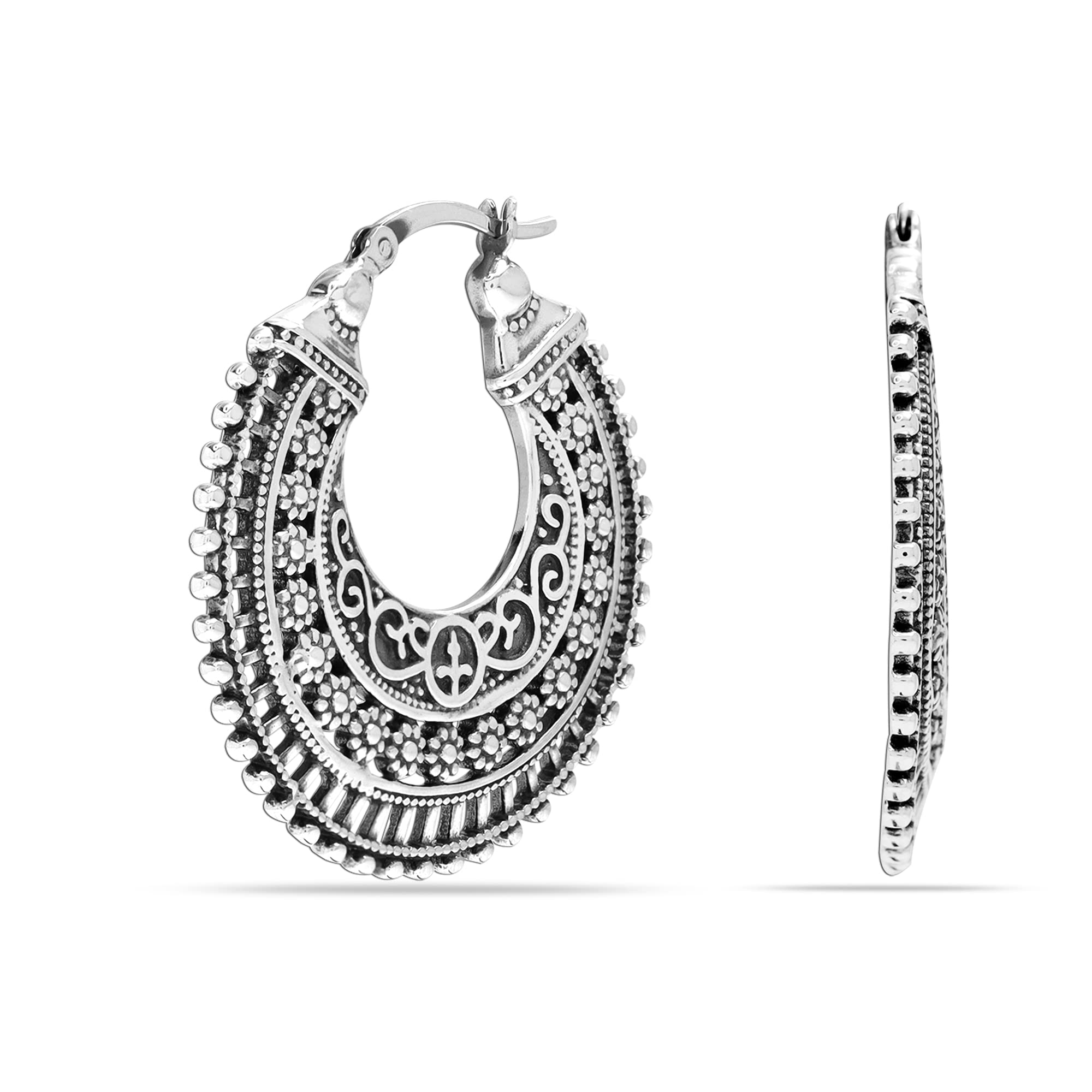 LeCalla 925 Sterling Silber Chunky Hoop Ohrringe für Schmuck Geschenke | Hypoallergene Medium & große Click-Top italienische Ohrring Hoops für Frauen