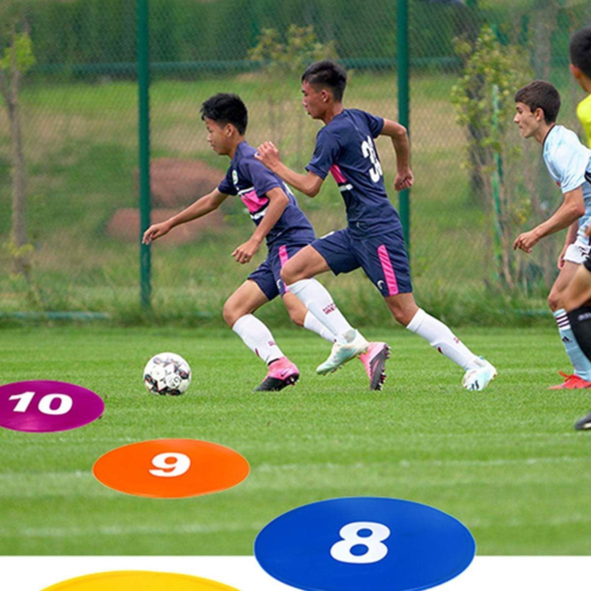 Haploon Poly Spots 10 Pack Non Slip Floor Dots Sports Equipment | Rubber Marker Cones, Agility Training Field, Gym Class Targets, 9 Inch Court Markers, for Soccer Basketball Drills Gear