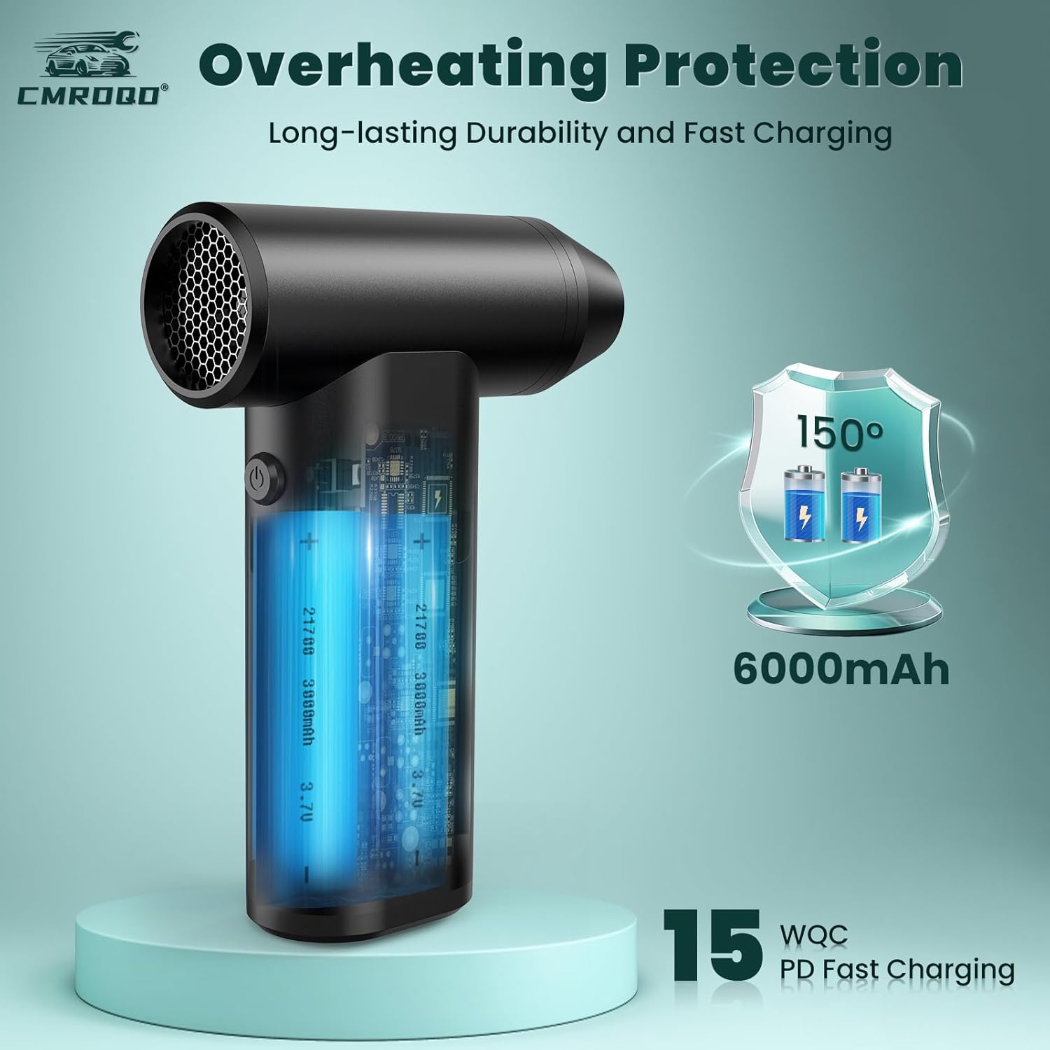 Metal Electric Air Duster 150,000RPM Super Power Cordless Turbo Air Duster, Adjustable Rechargeable 3-Gear Brushless Motor Durable Mini Jet Dry Blower for Snow Keyboard Cleaner, Car Home, PC Cleaning