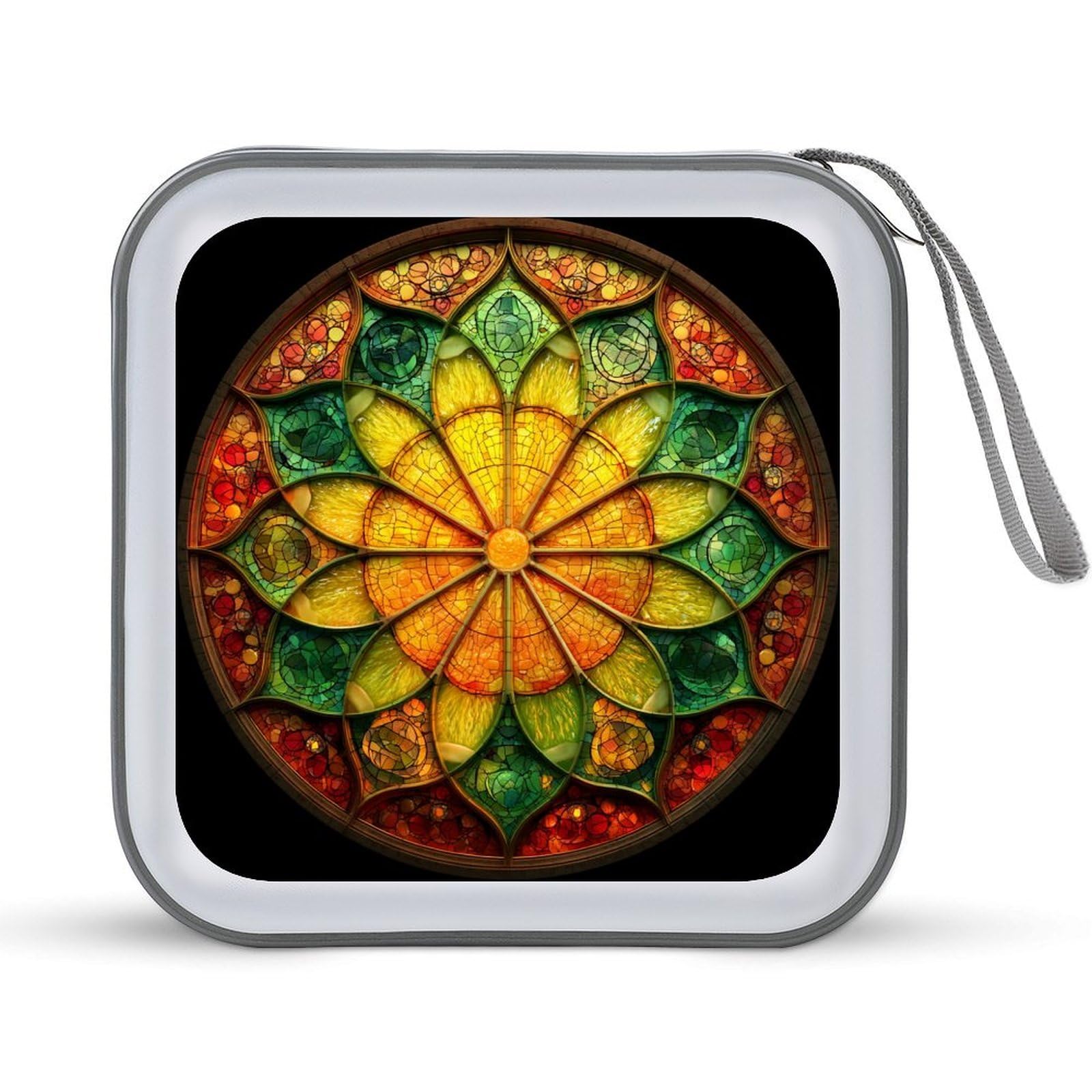 Jubonexis Stained Glass Lemon Slice Orange Green CD Case DVD Storage Case Portable for Car Home Travel