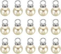 Vista 17 de PATIKIL 100 cuentas de perlas de perlas de imitación con diamantes de imitación DIY para hacer joyas, pulseras y aretes Plateado blanco