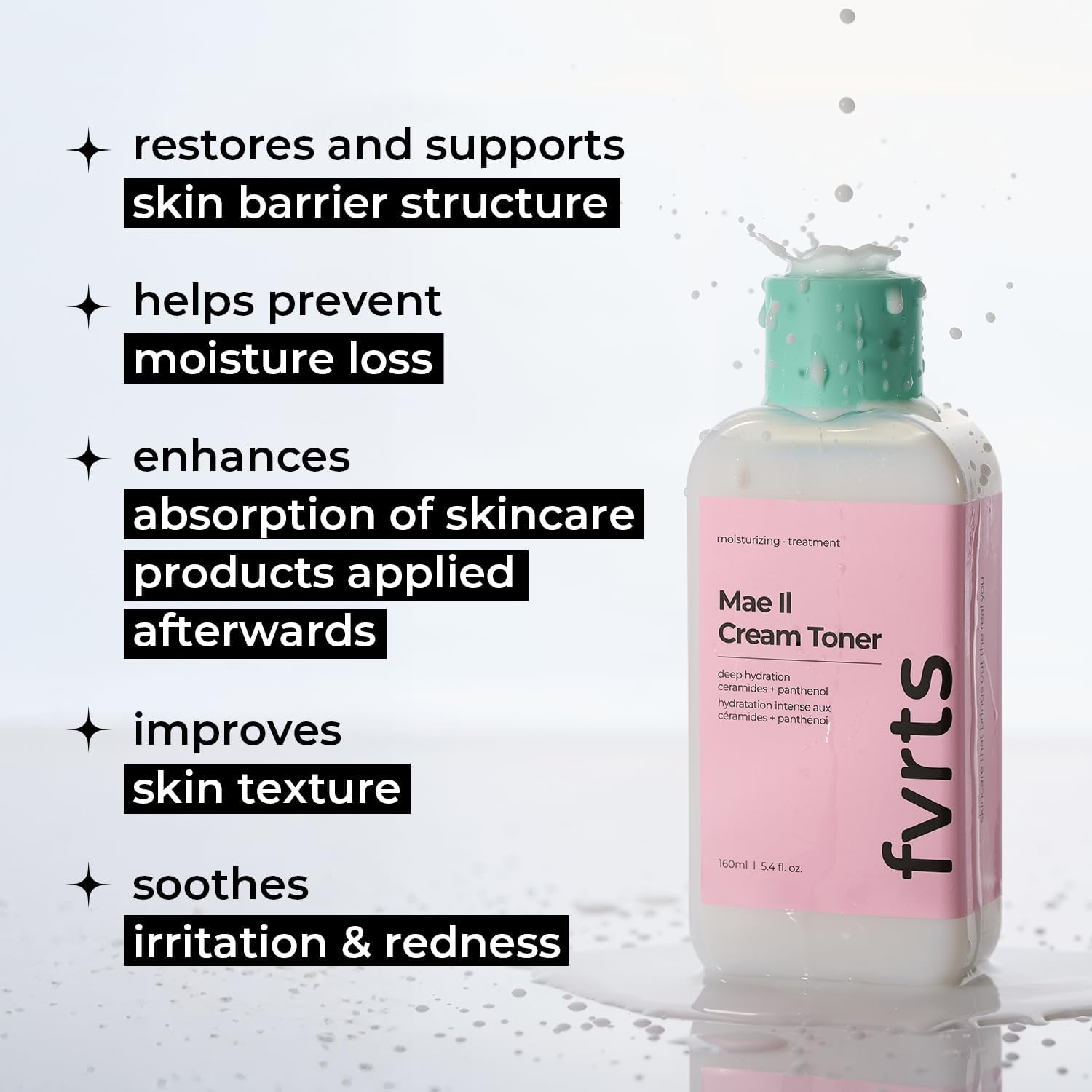 Mae II Cream Toner with Ceramides & Panthenol, Hydrating Milky Toner for Face, Skin Barrier Care Korean Toner for Dry and Sensitive Skin